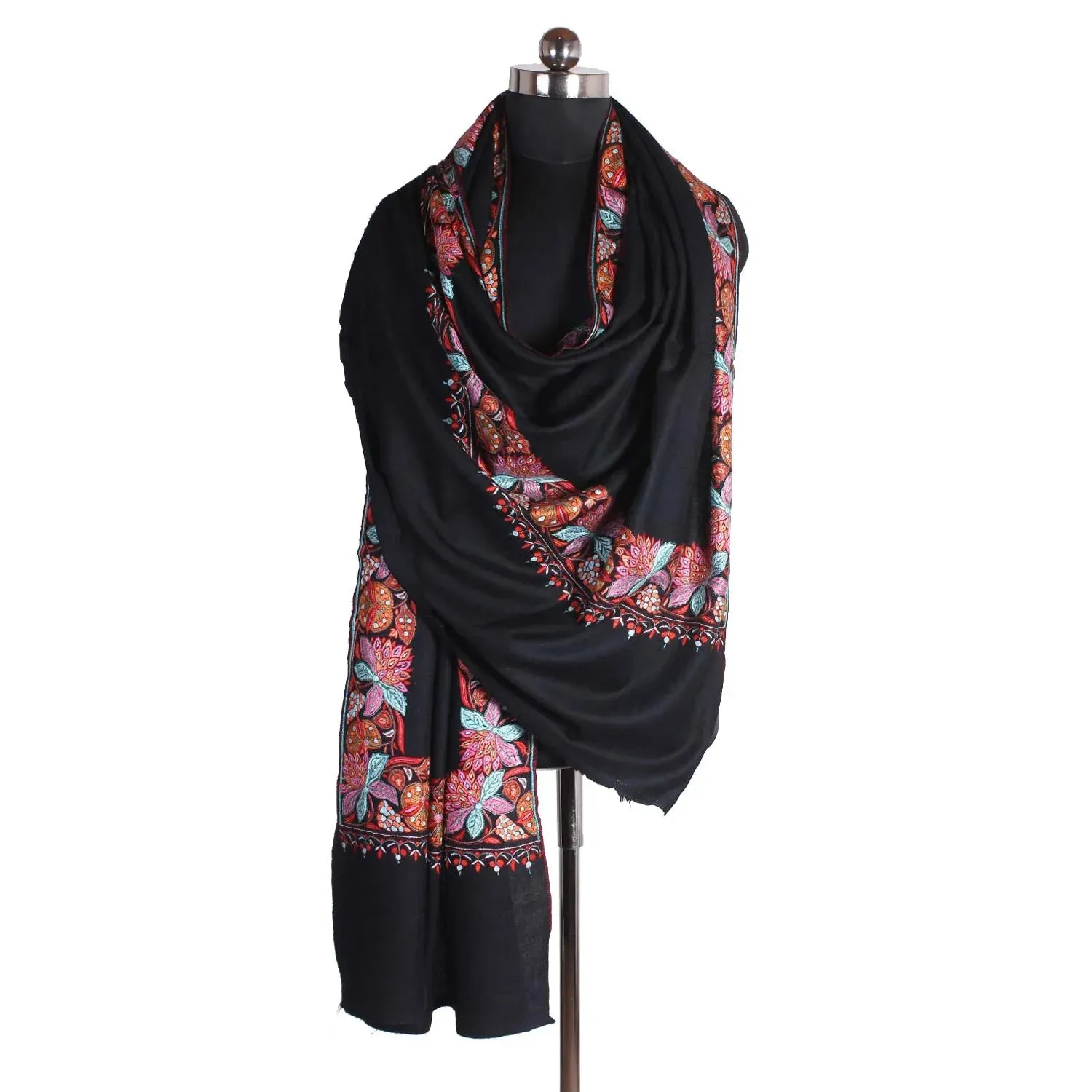 Black Dordar Cashmere Pashmina Shawl