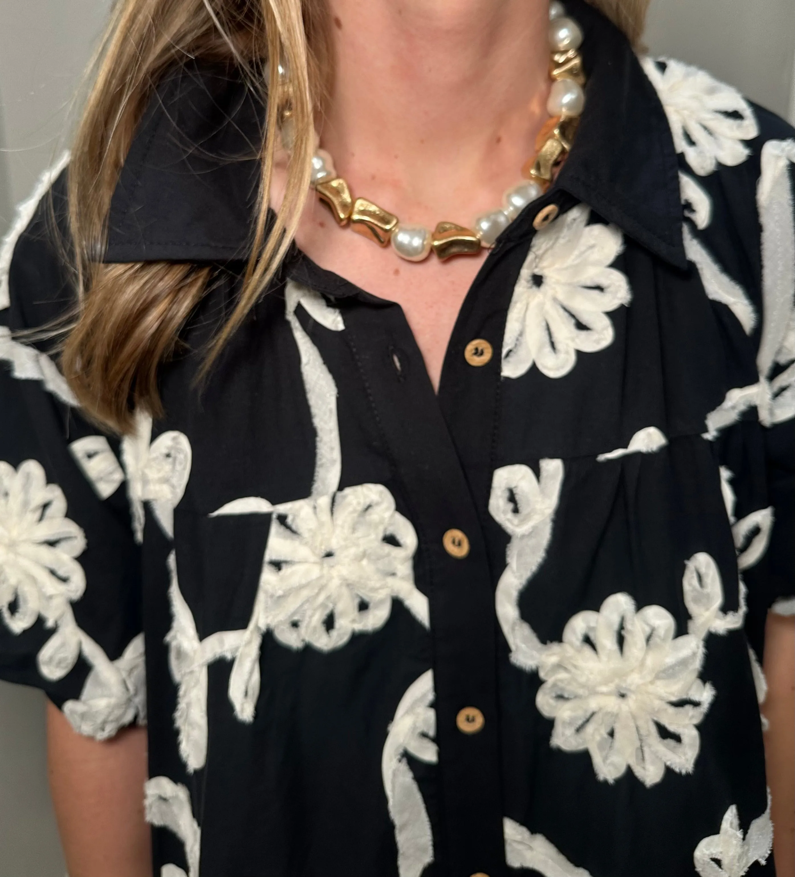 Black Floral Applique Dress