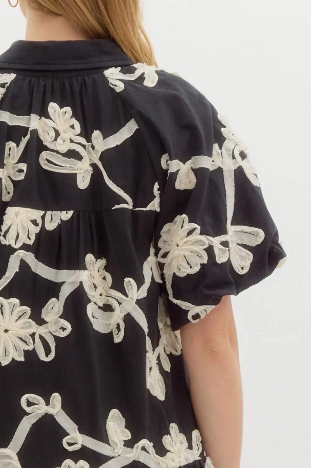 Black Floral Applique Dress
