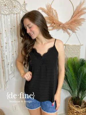 Black or White Tank Camisole with Lace V-Neck