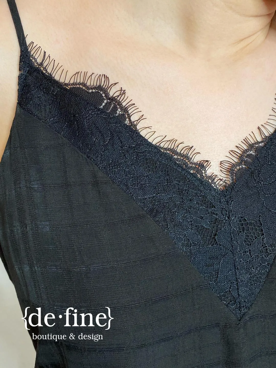 Black or White Tank Camisole with Lace V-Neck