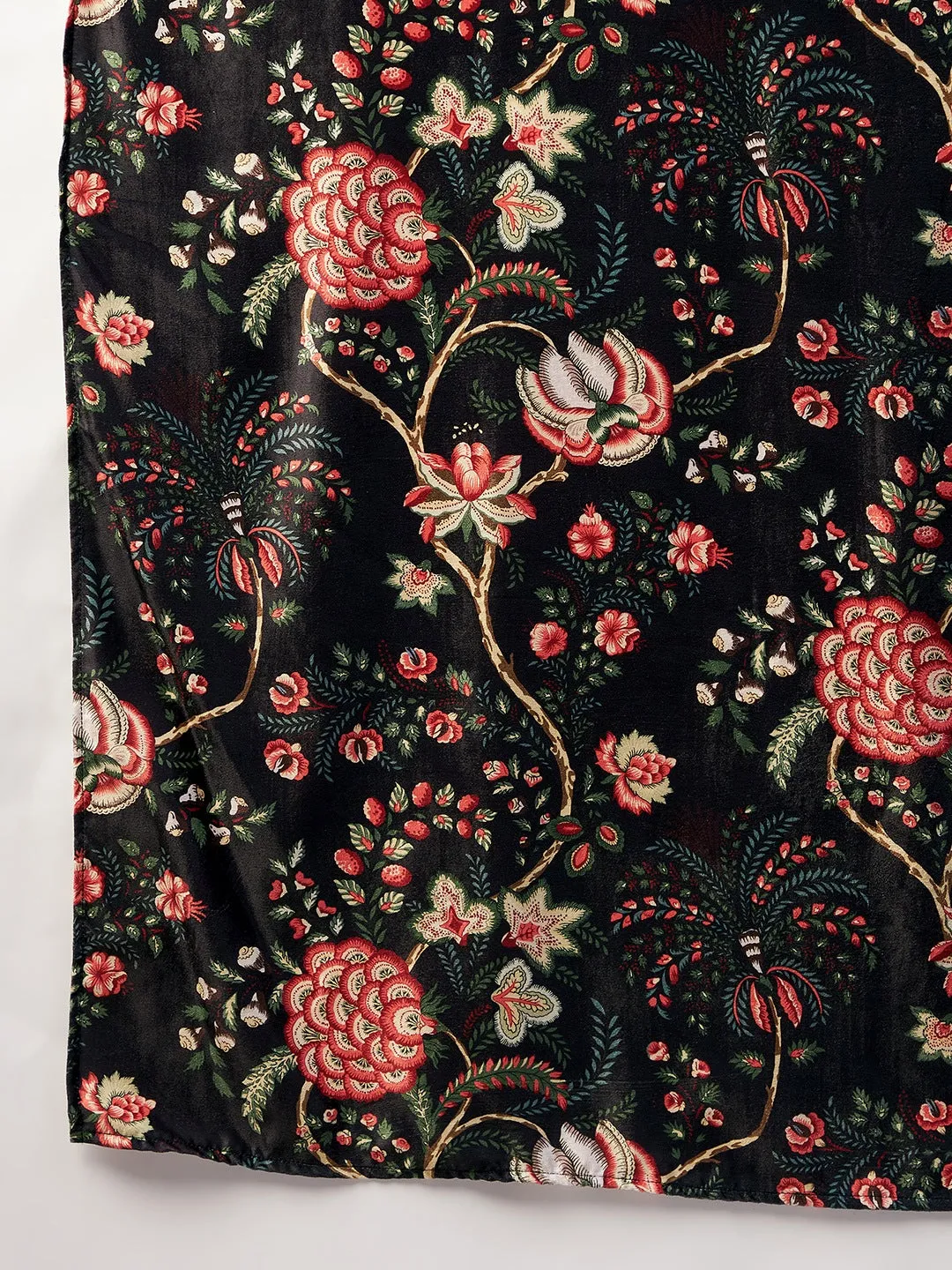Black Printed Velvet Shawl