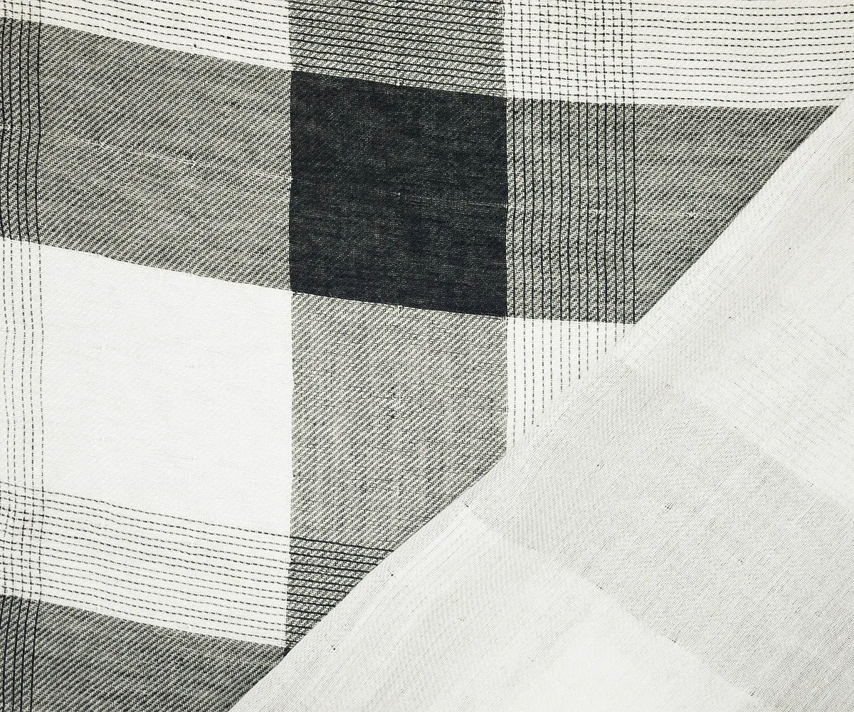 Black-White Famous Maker Cotton Check-Plaid Twill Double Gauze Woven Fabric
