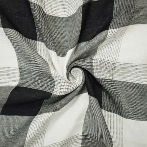 Black-White Famous Maker Cotton Check-Plaid Twill Double Gauze Woven Fabric