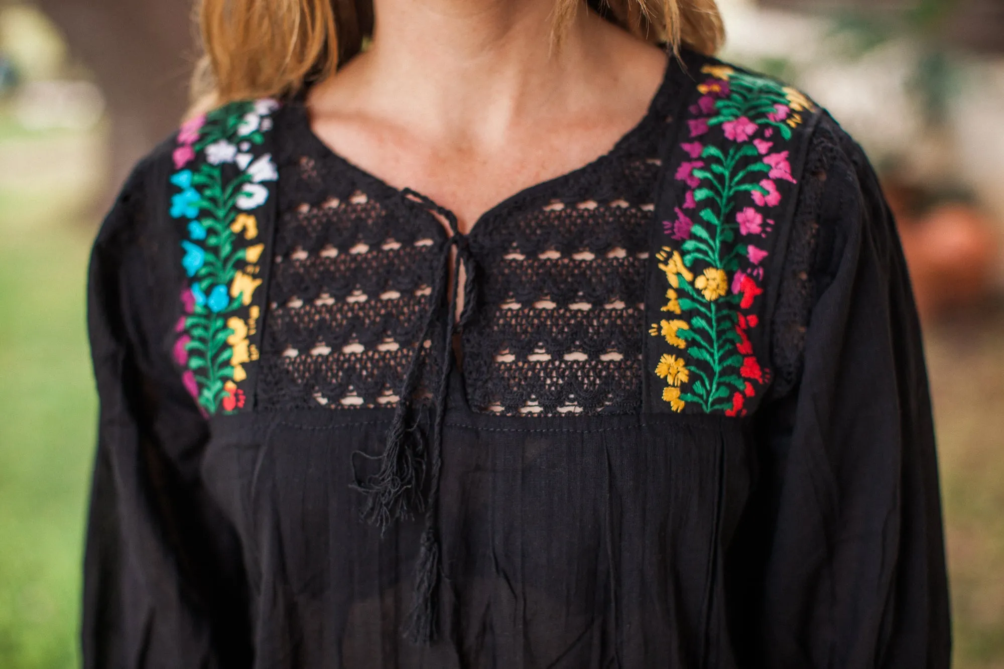 Black with Multicolor Franco Blouse