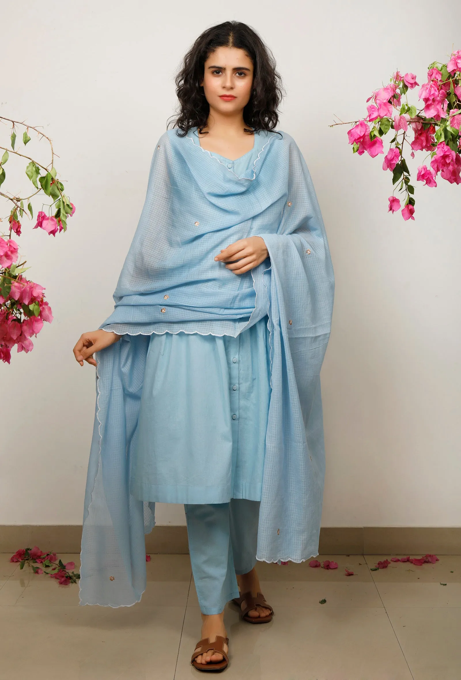 Blue Kota embroidered Dupatta
