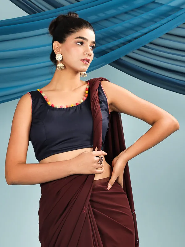 Blue Retro Sleeveless Padded Blouse