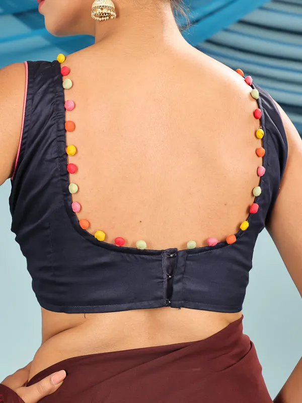 Blue Retro Sleeveless Padded Blouse