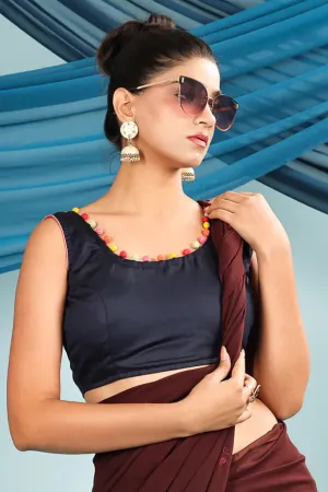 Blue Retro Sleeveless Padded Blouse