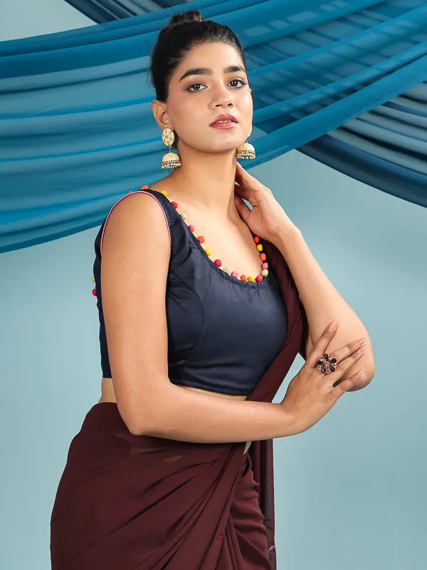 Blue Retro Sleeveless Padded Blouse