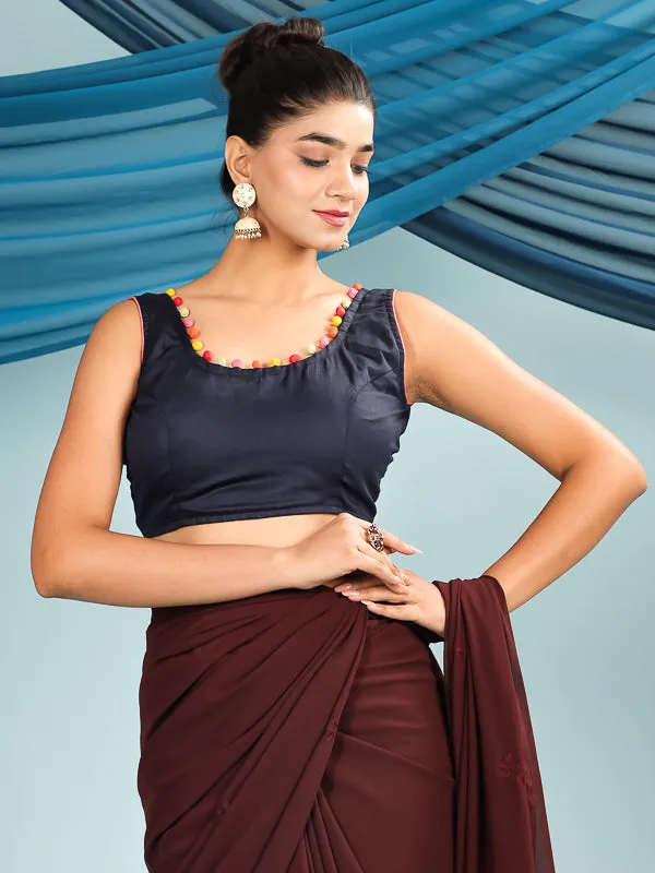 Blue Retro Sleeveless Padded Blouse