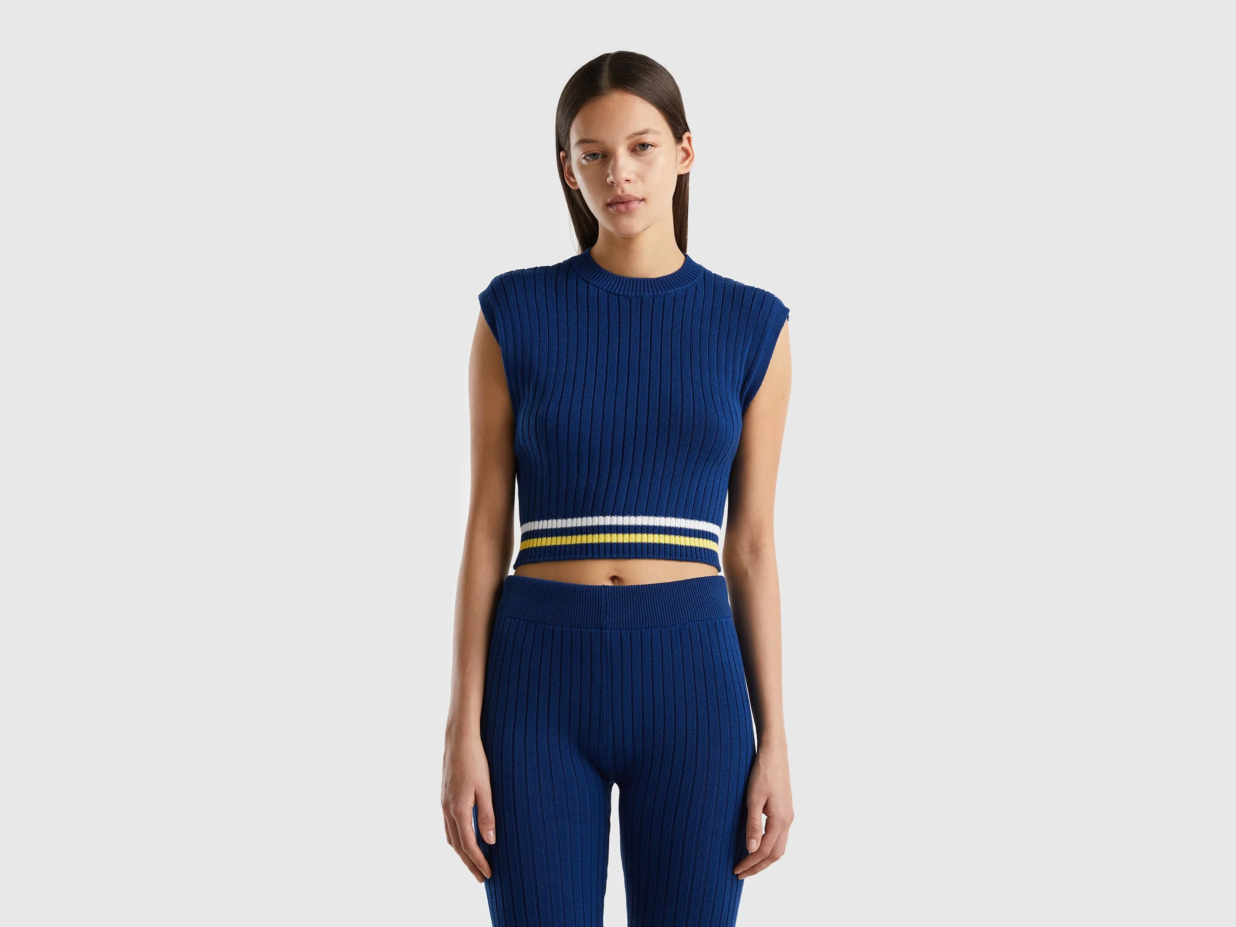 BLUE VEST IN PURE COTTON