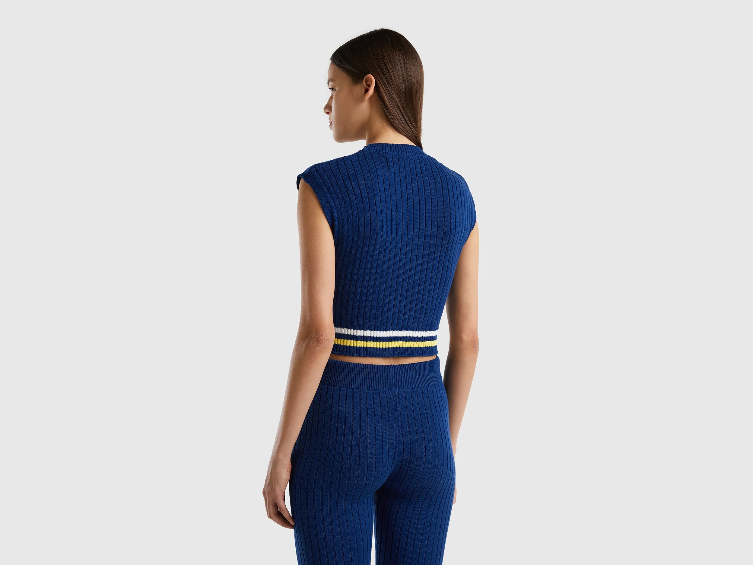BLUE VEST IN PURE COTTON