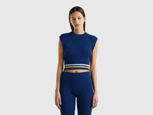 BLUE VEST IN PURE COTTON