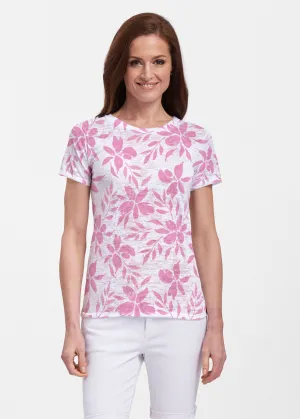 Botanical Pink (8025) ~ Sheer Short Sleeve Crew Shirt