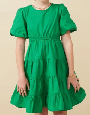 Bow Back Poplin Dress - Kelly Green