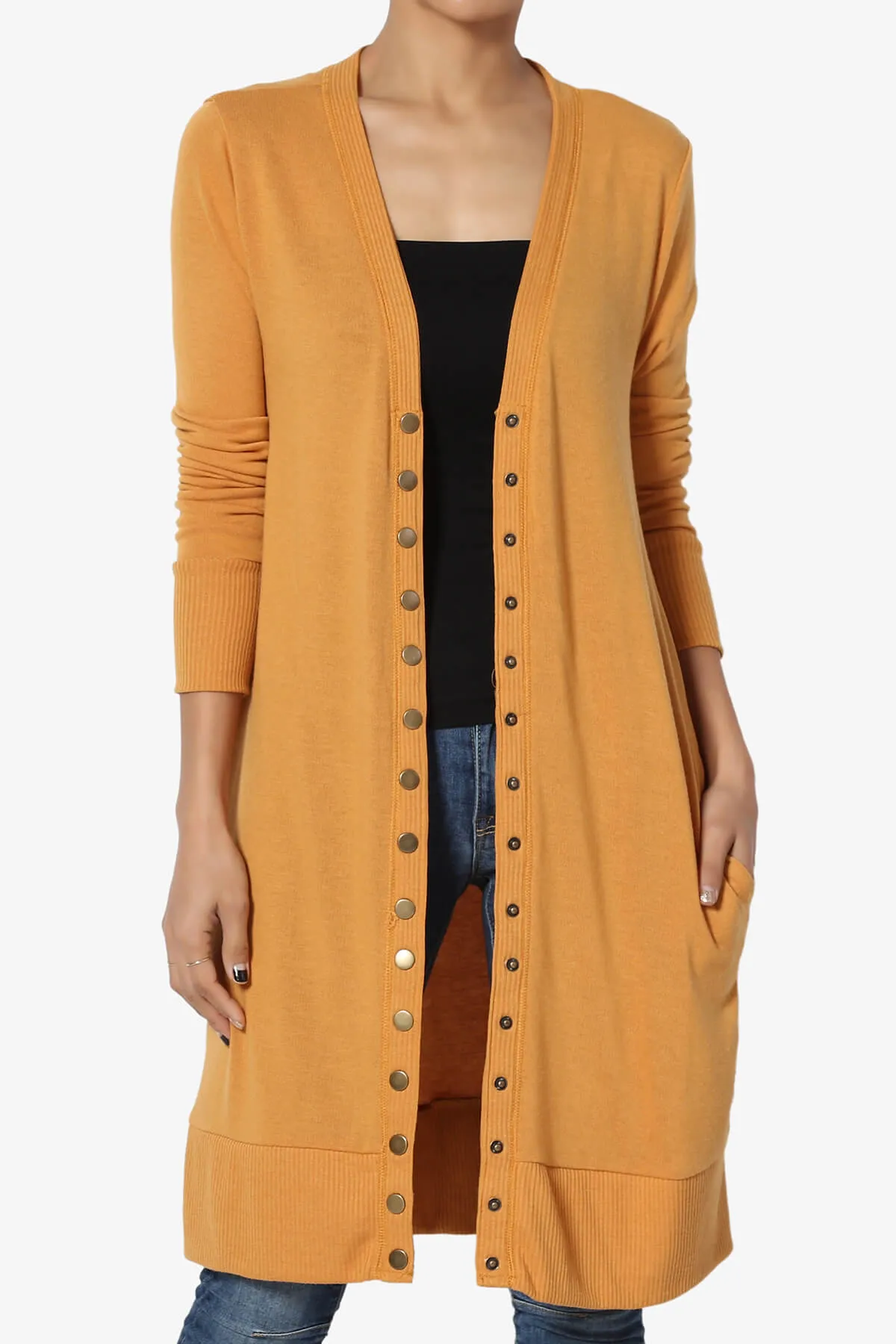 Braeden Snap Button Long Cardigan PLUS