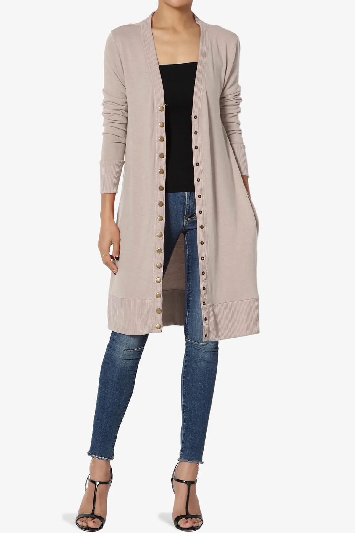 Braeden Snap Button Long Cardigan PLUS
