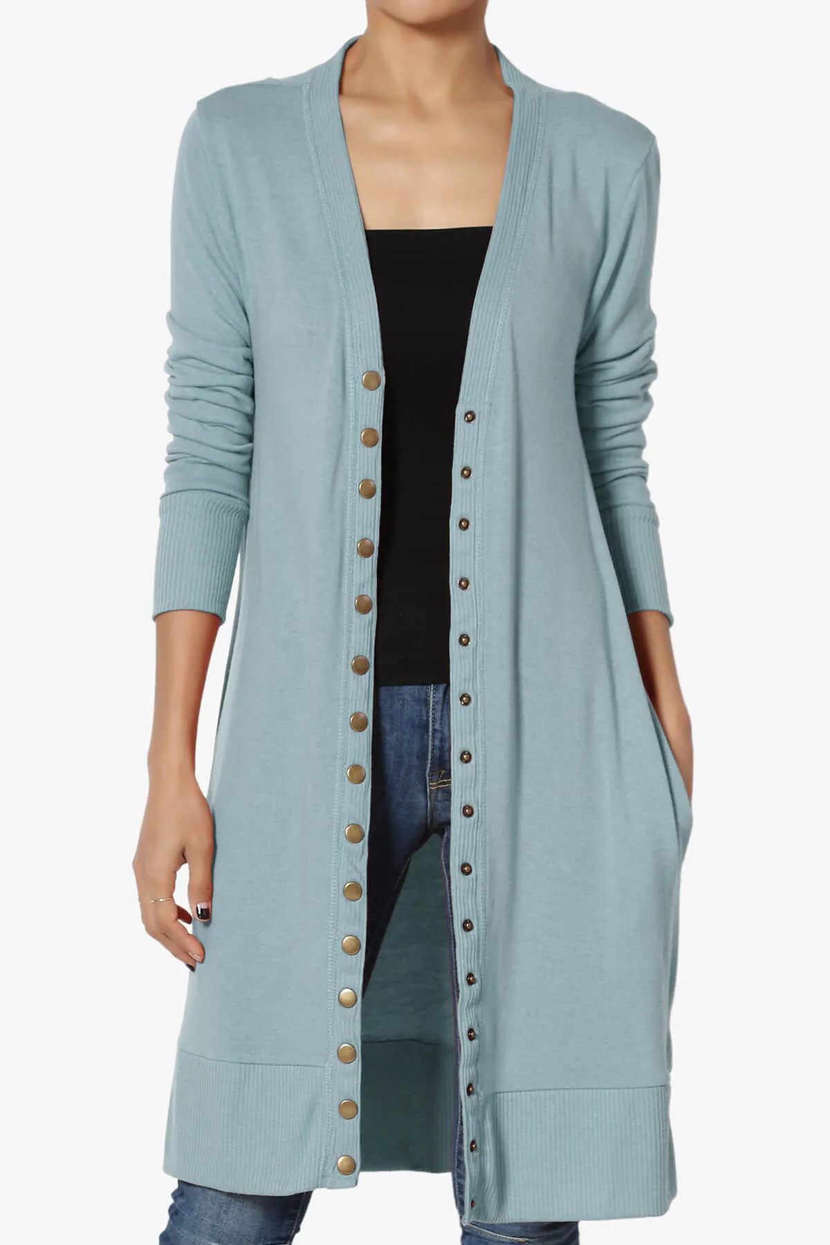 Braeden Snap Button Long Cardigan PLUS