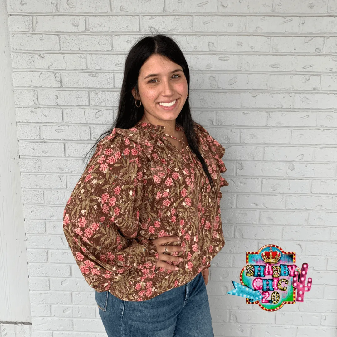 Brown Floral Top