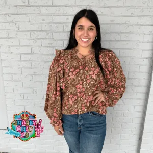 Brown Floral Top