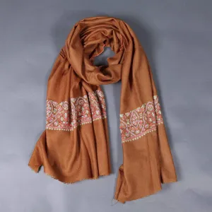 Brown Paldar Sozni Embroidered Stole