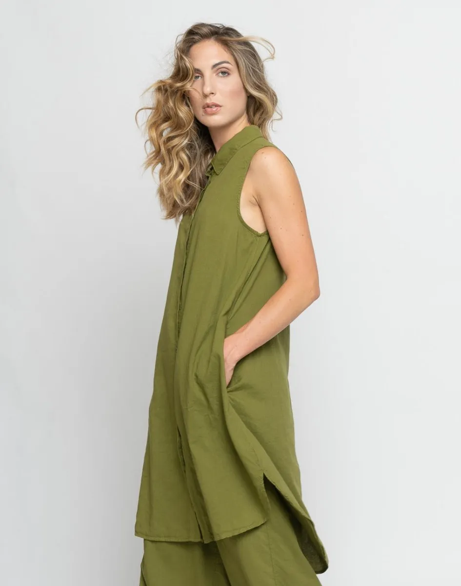 Buttoned Up Sleeveless Dress