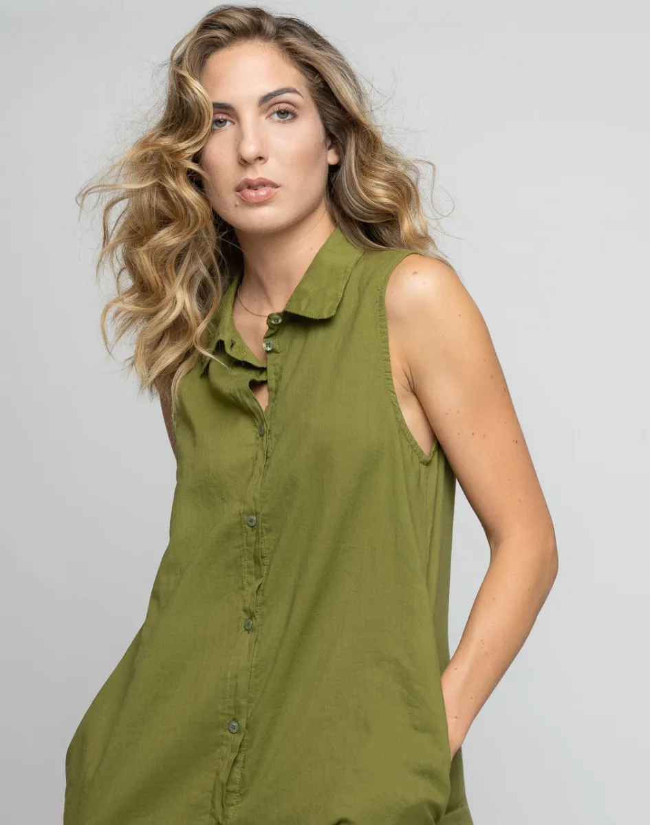 Buttoned Up Sleeveless Dress