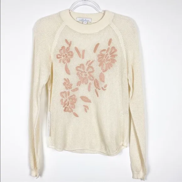 Callahan Cream Embroidered Sheer Sweater B15/14