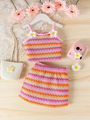 Camisole and shorts set| Young Girl Casual Cute Camisole  Skirt Set