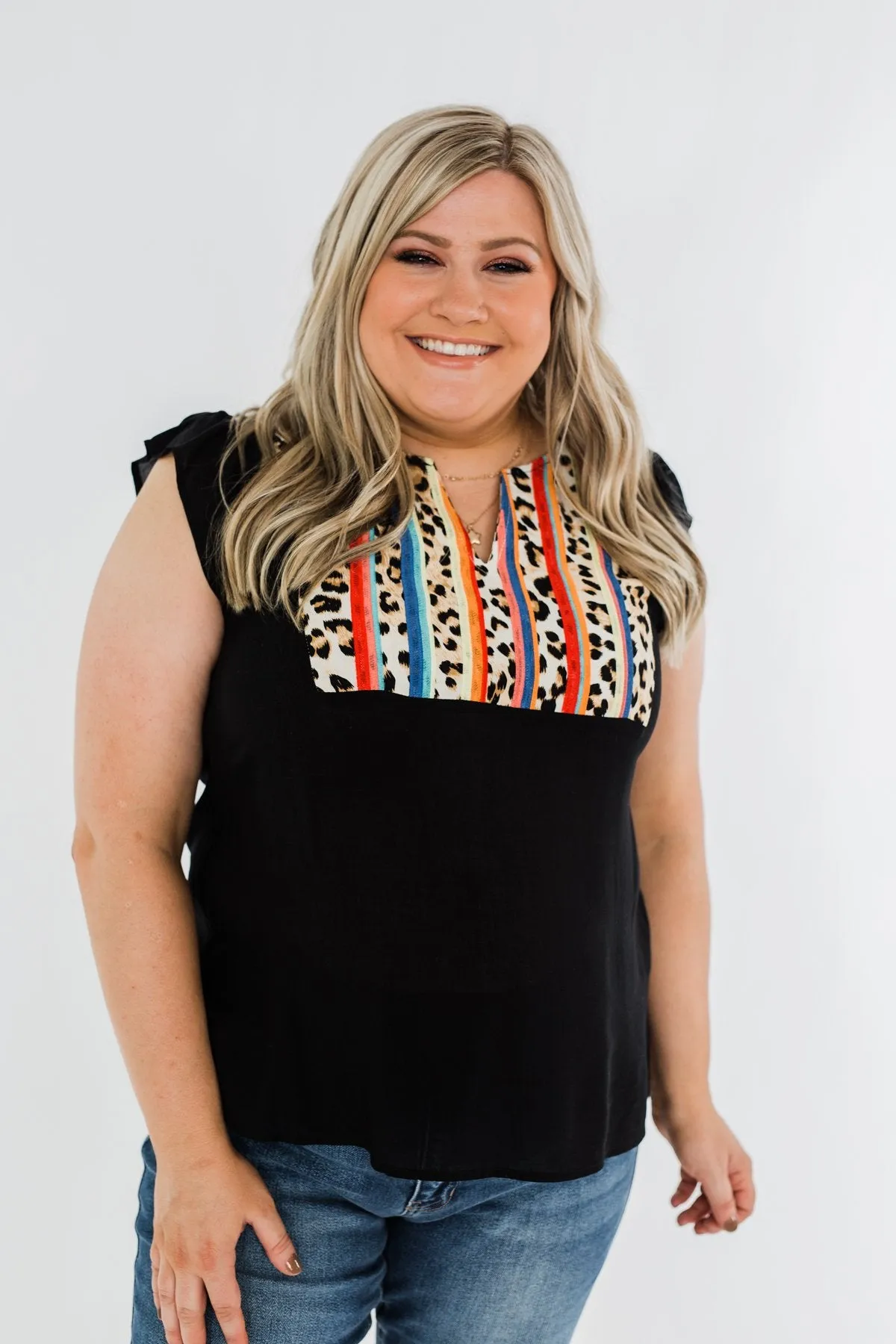 Can't Live Without You Embroidered Blouse- Black