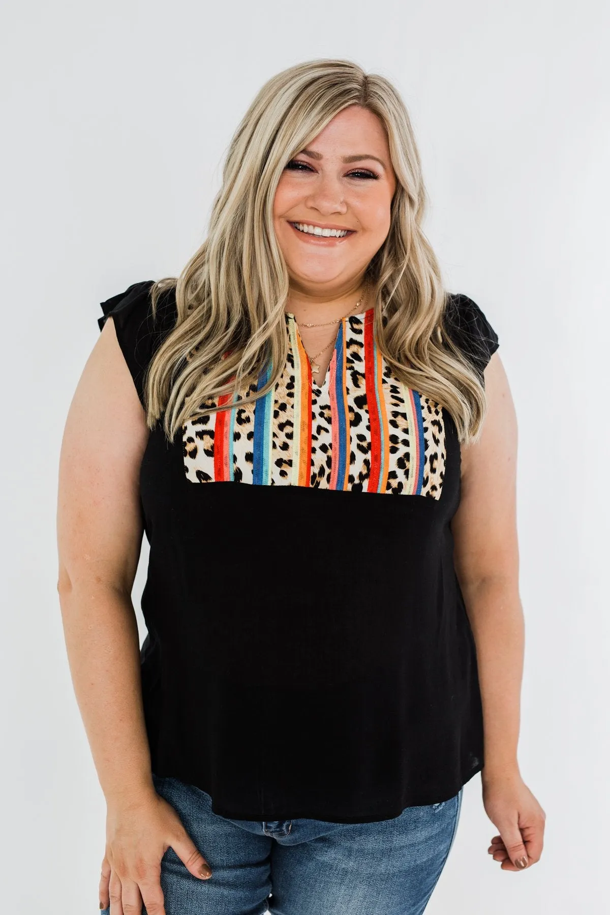Can't Live Without You Embroidered Blouse- Black