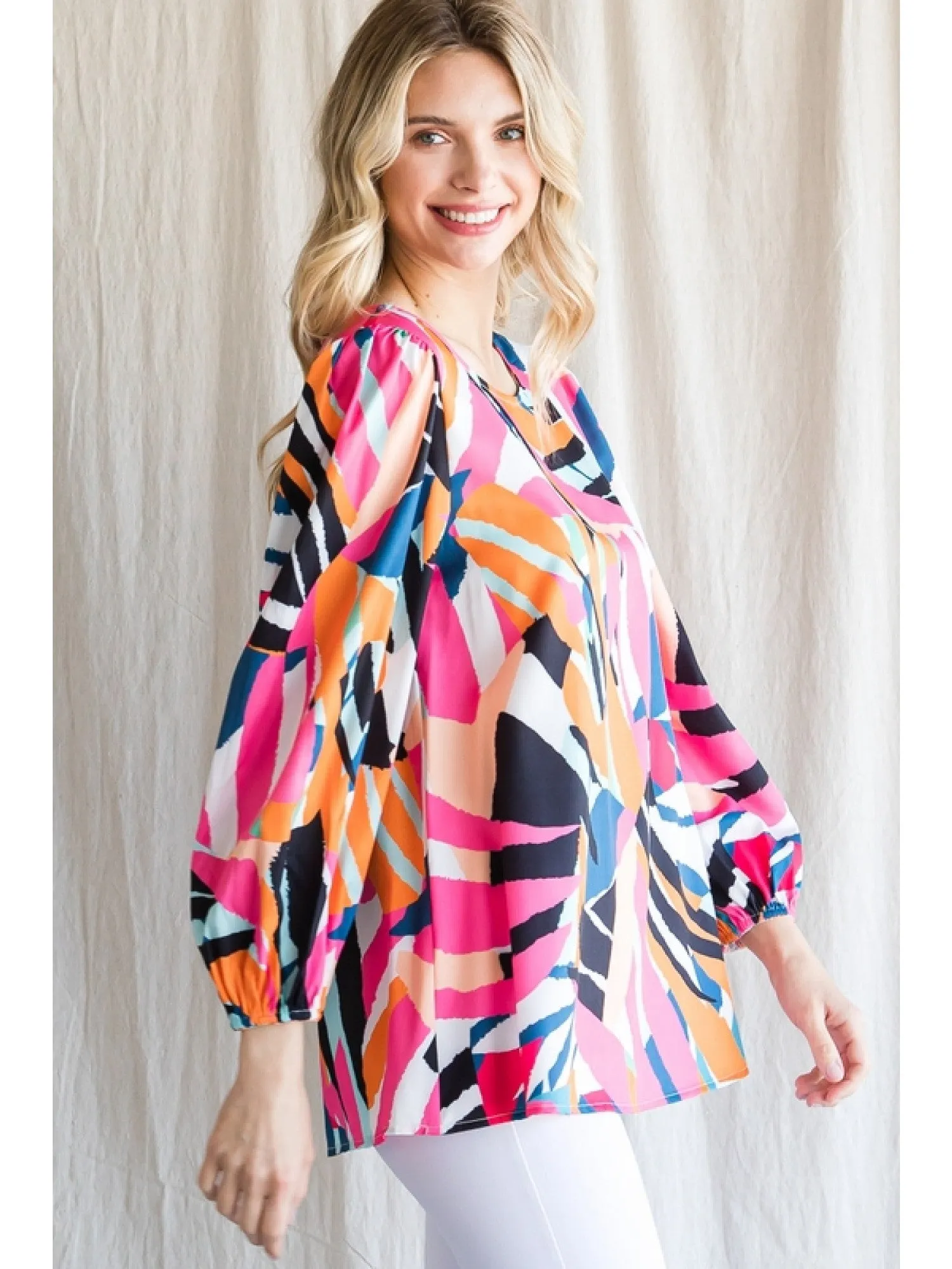 Carly Abstract Long Sleeve Top