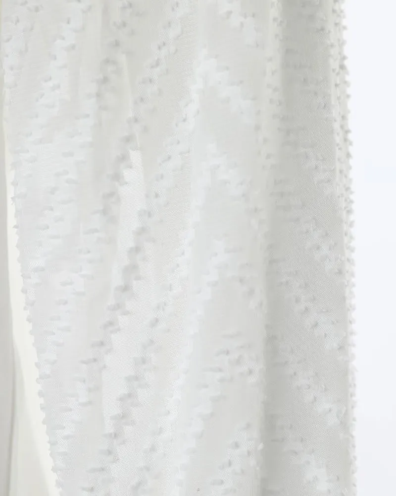 Chevron Pattern Sheer Mesh Long Sleeve Top