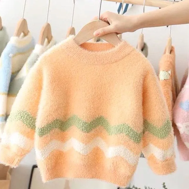 Children's Sweater Autumn and Winter Sweater Round Neck Long-sleeved Sweater Baby Baby Jacket