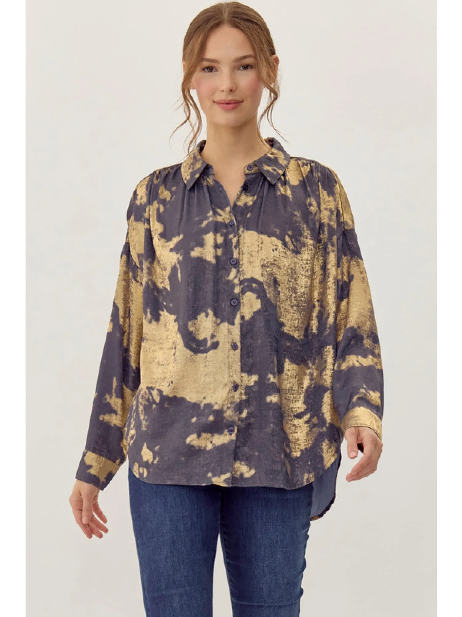 Chrissy Gold Splash Metallic Top