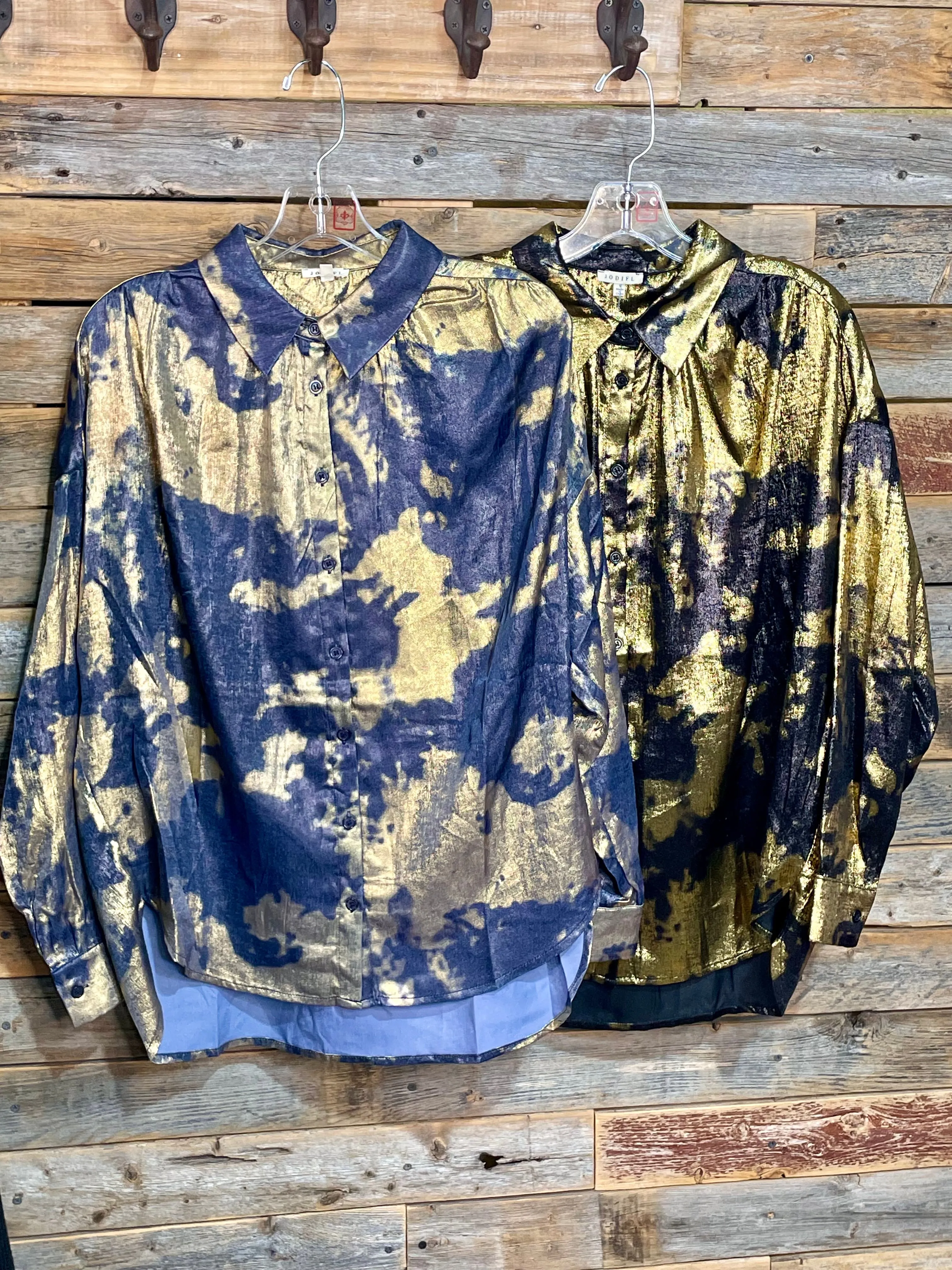 Chrissy Gold Splash Metallic Top