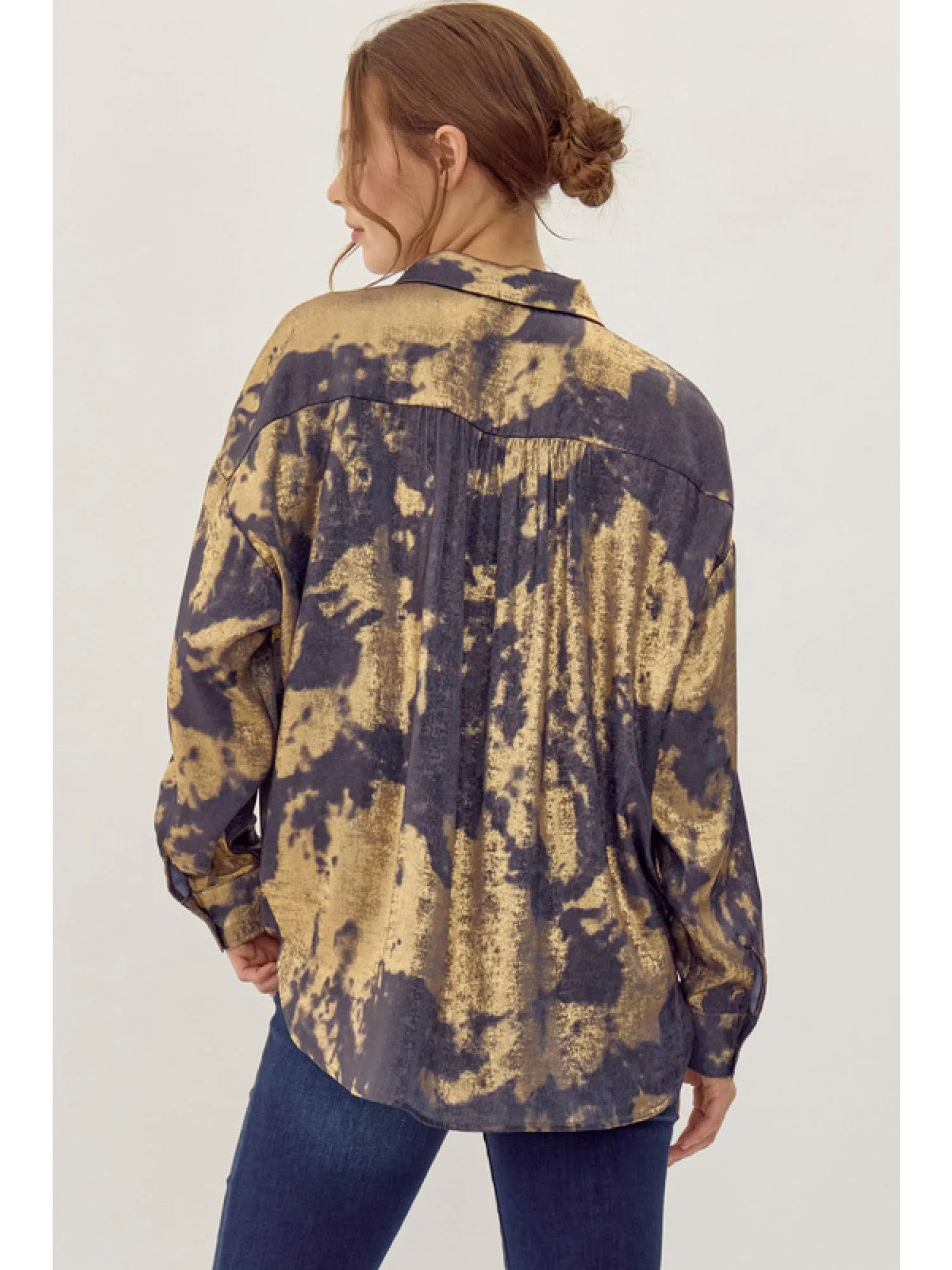 Chrissy Gold Splash Metallic Top