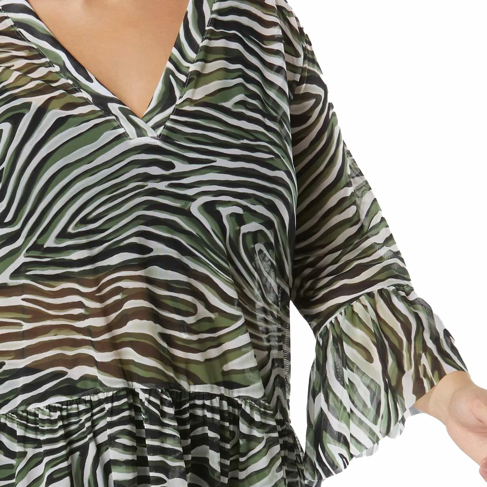 COCO REEF Enchant Swimsuit Cover Up — Babydoll Beach Dress — Zebra Animal, Large