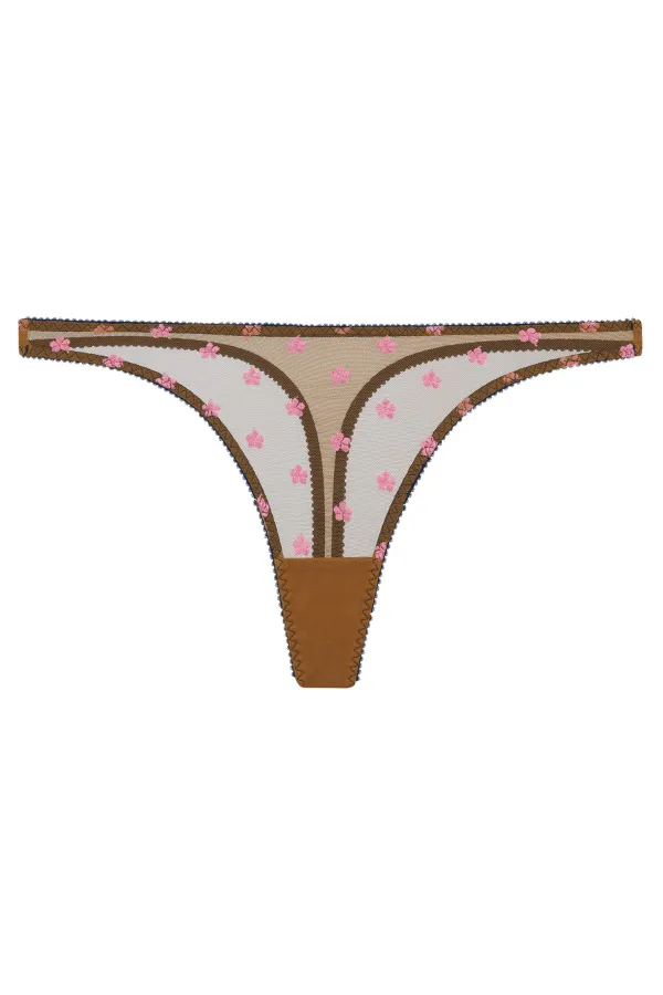 Collette Embroidery Thong - Rusty Gold