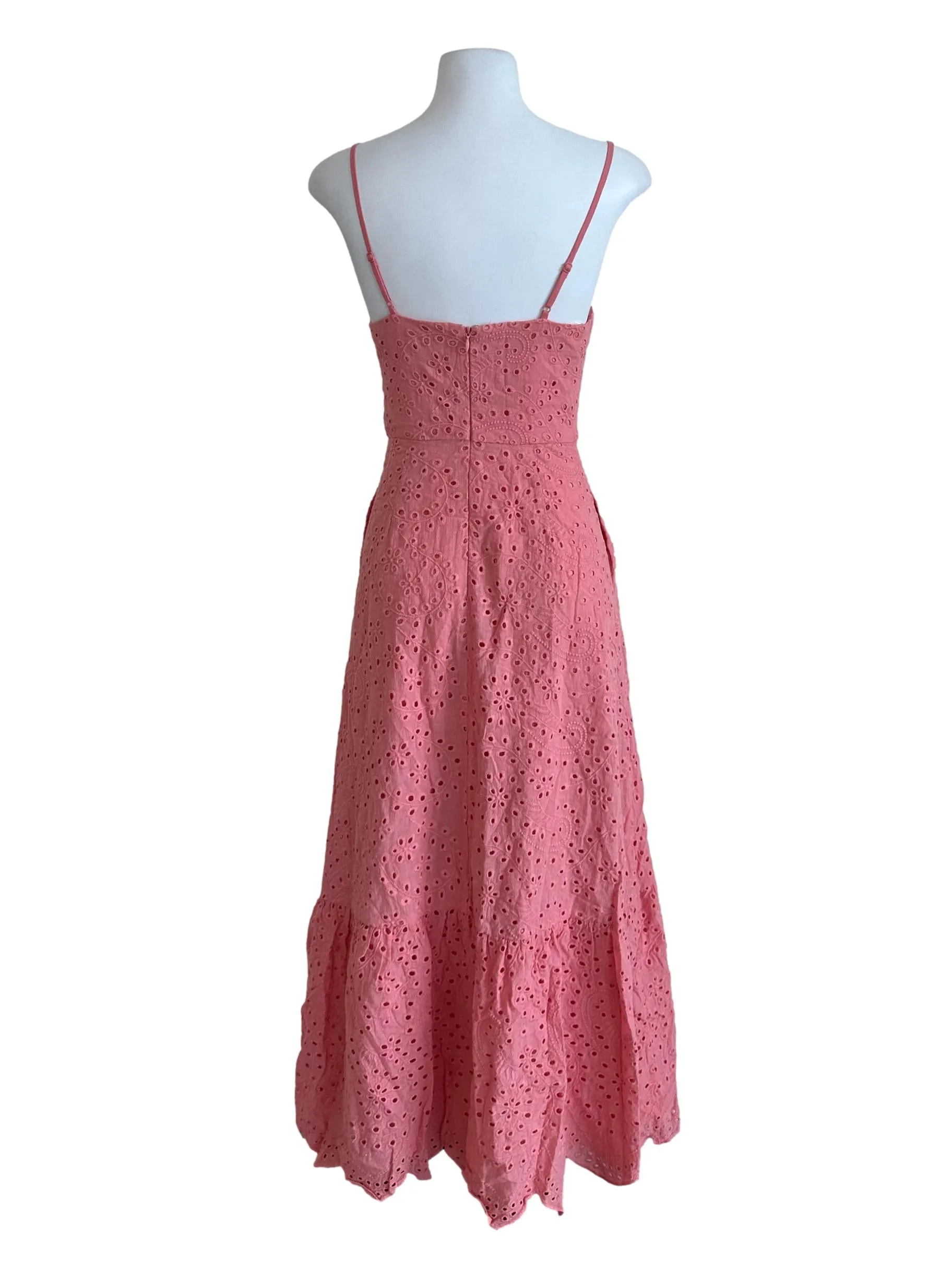 Coral Pink Eyelet Lace Sleveless Dress LB