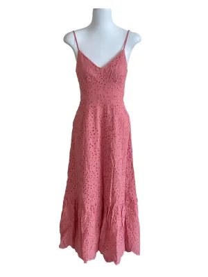 Coral Pink Eyelet Lace Sleveless Dress LB