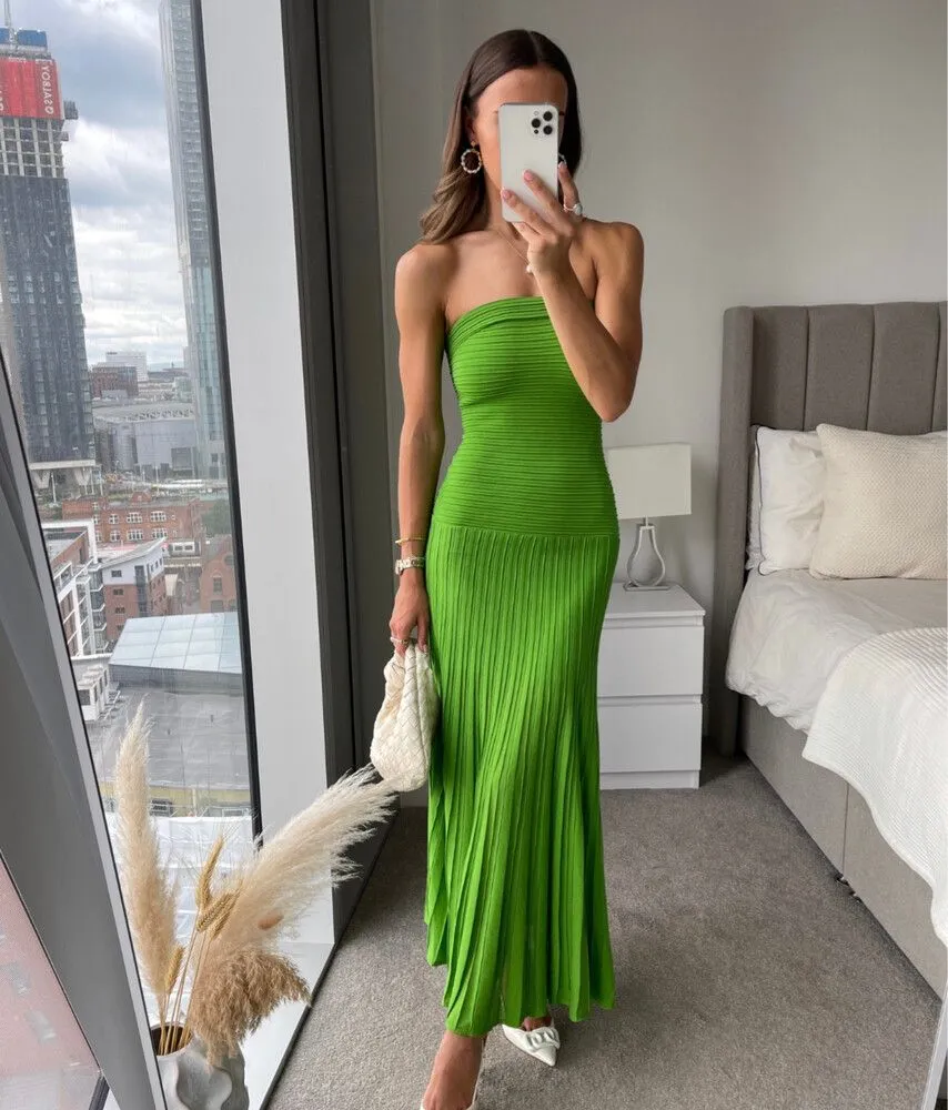 COS - Knitted Bandeau Maxi in Green