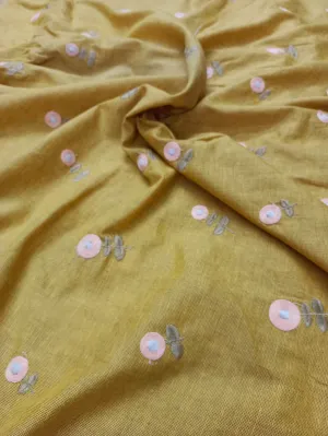 Cotton Linen Embroidered Fabric