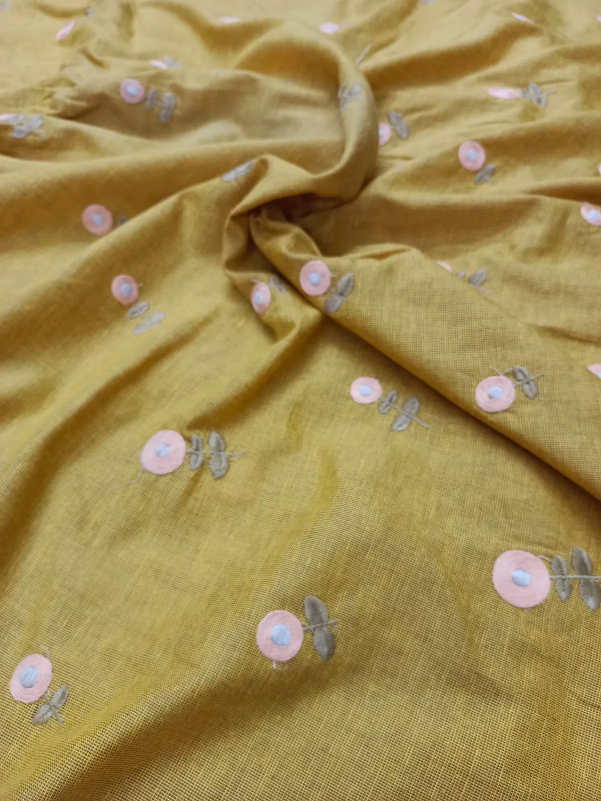 Cotton Linen Embroidered Fabric
