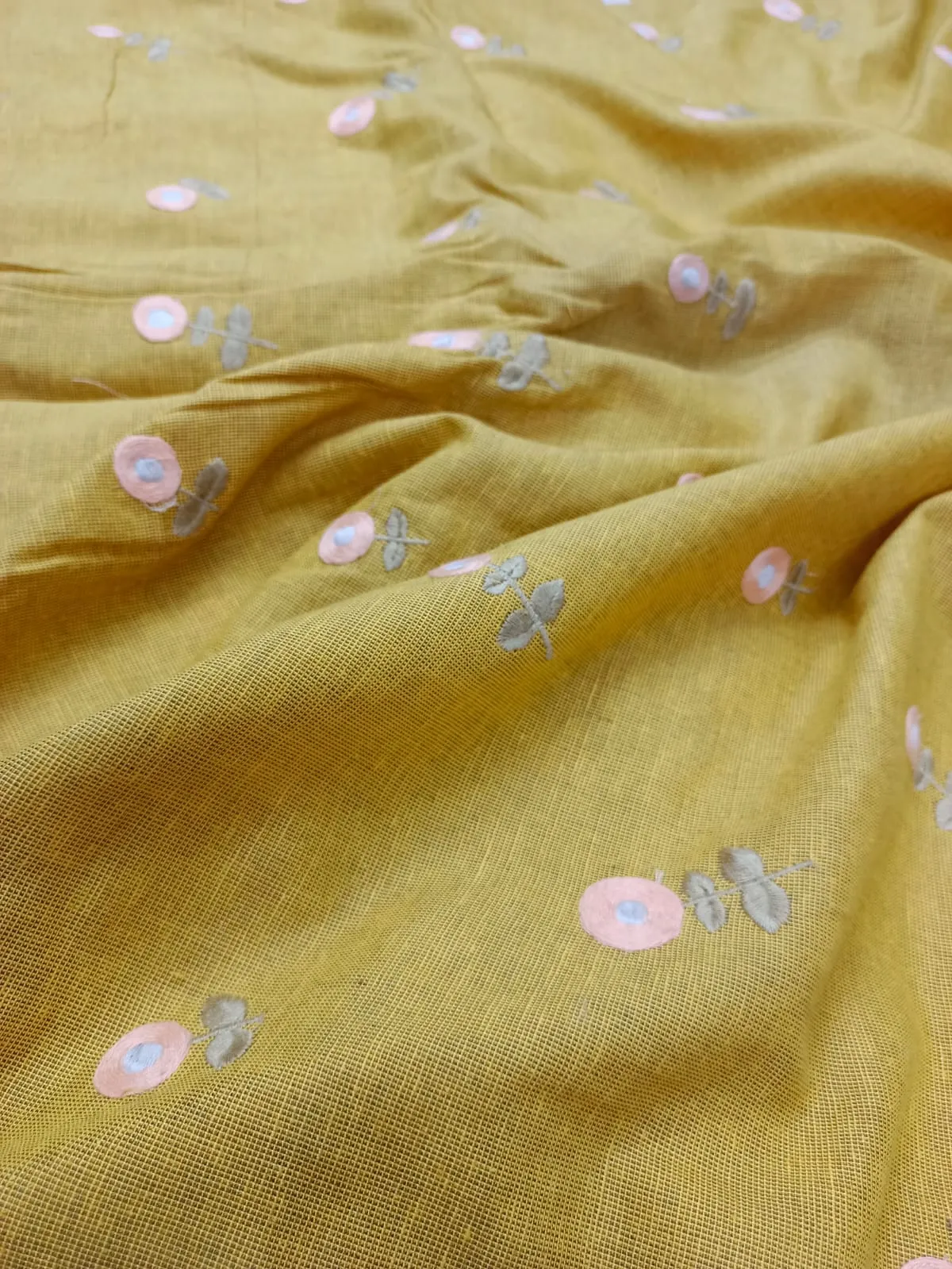 Cotton Linen Embroidered Fabric