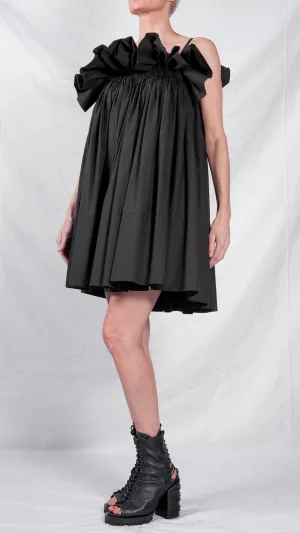 Cotton Mini Dress with Ruffles