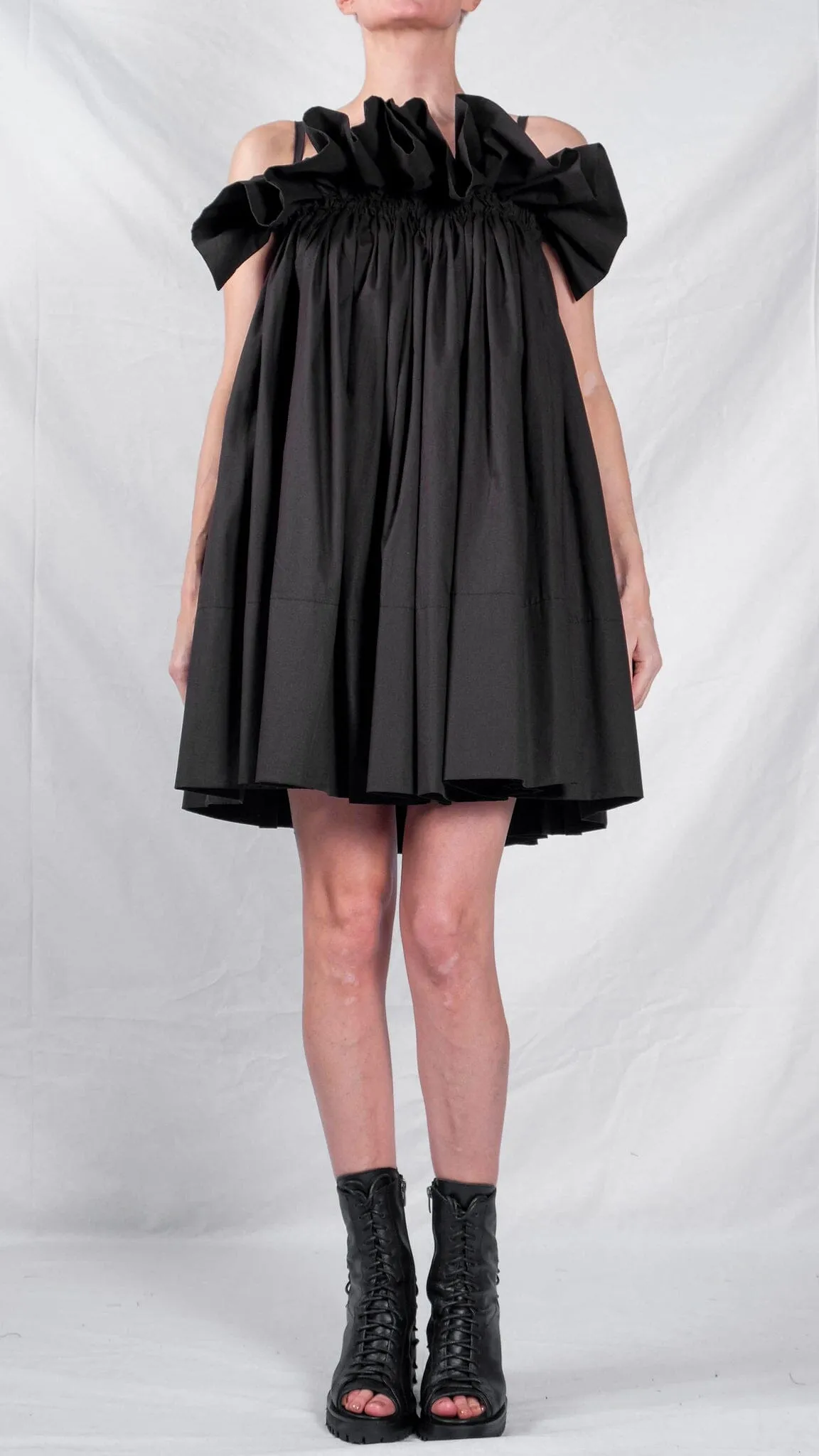 Cotton Mini Dress with Ruffles