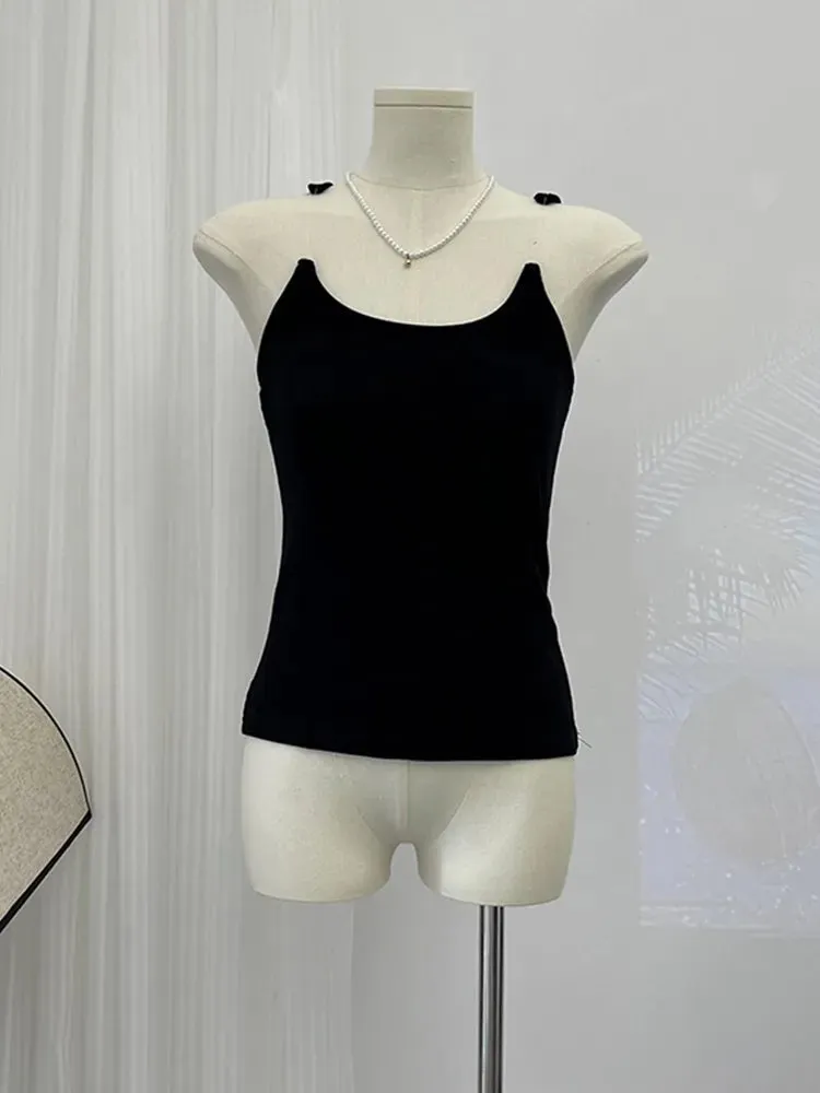 Cropped Top with Cut off Strap White Camisole Women Sexy Fashion Tank Top Summer Streetwear