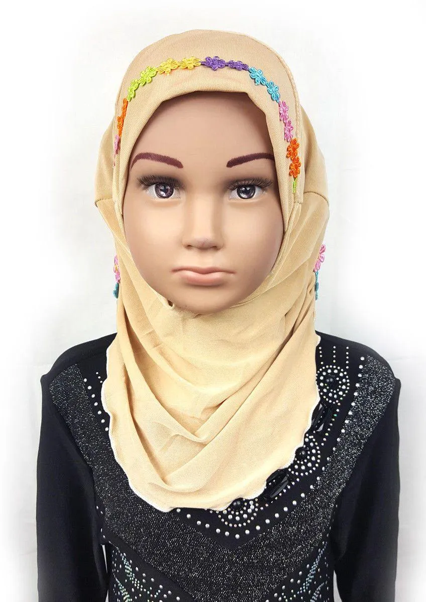 Crystal Hemp Toddler Kids Children Hijab Islamic Scarf Shawls -9397
